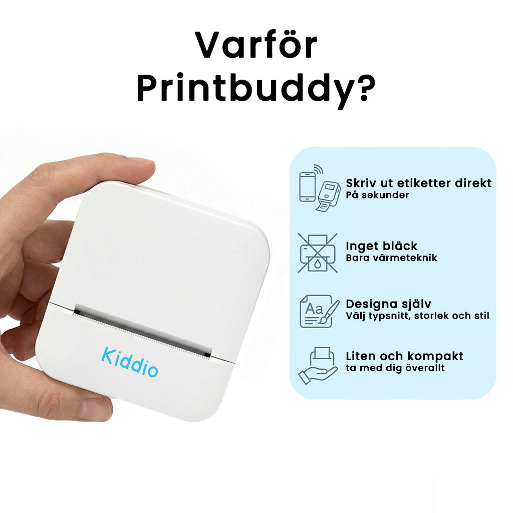 Printbuddy™ - Skriv ut etiketter direkte fra mobilen på sekunder