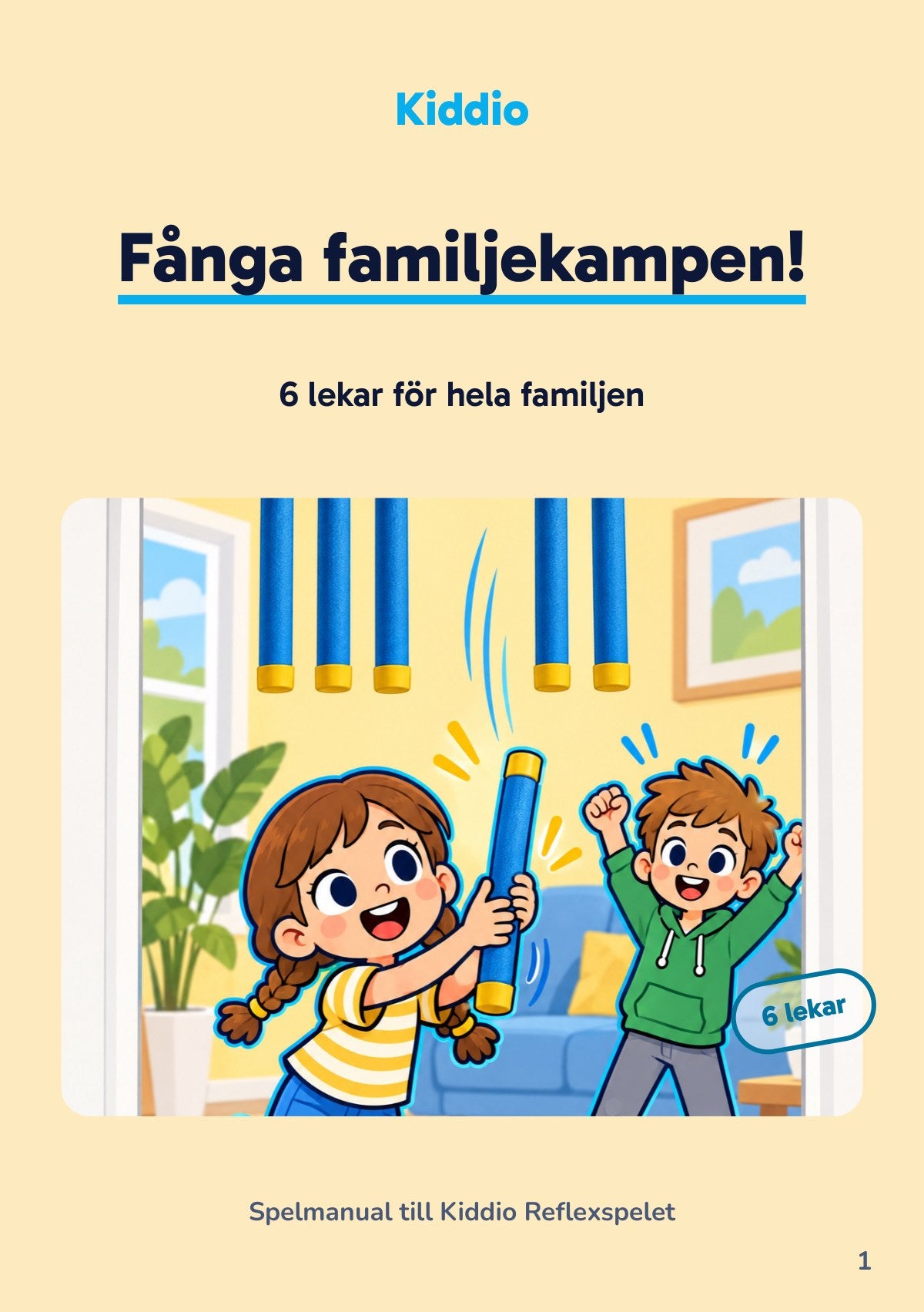 Omslaget til spillmanualen «Fånga familjekampen!»